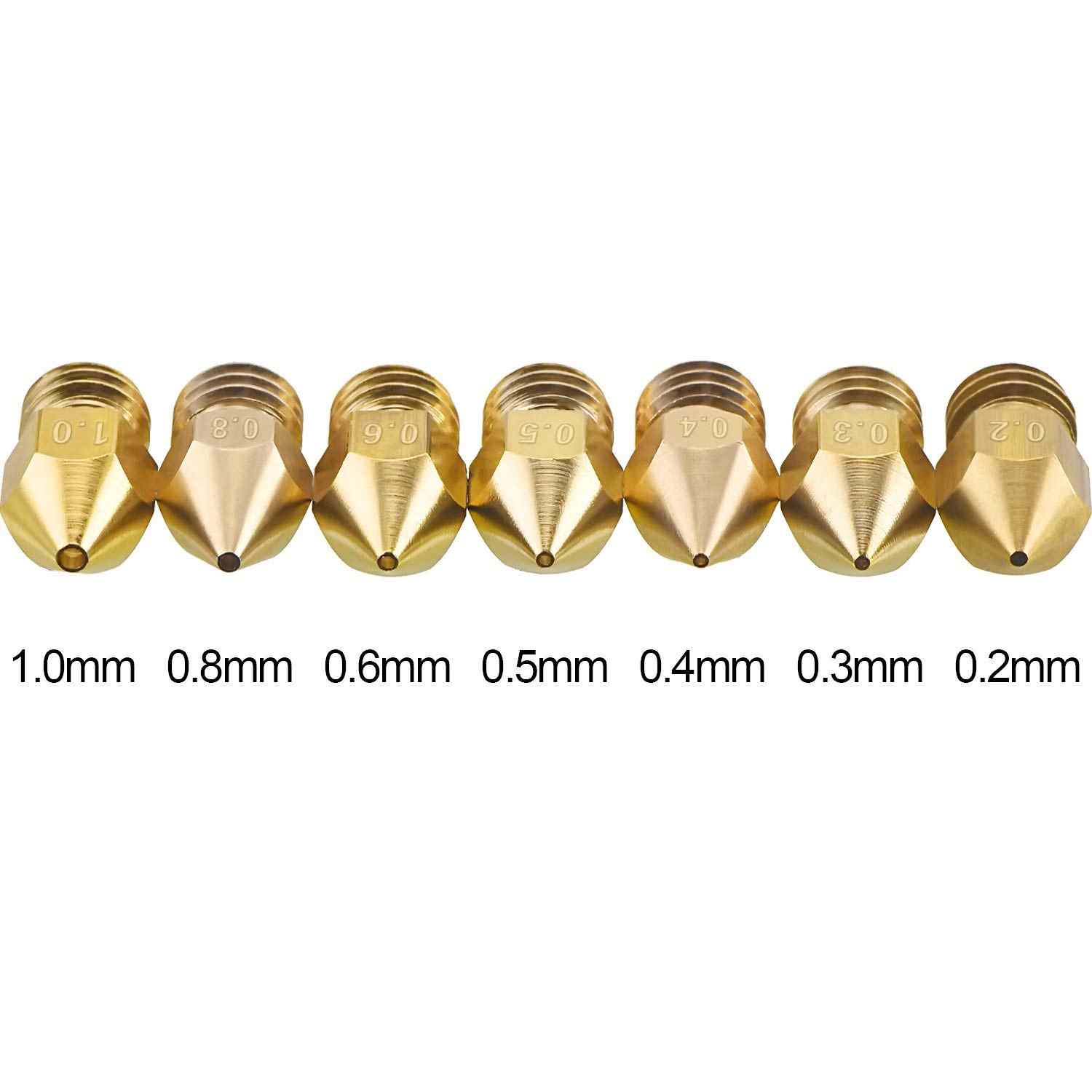 3D Printer Nozzles MK8 Extruder Head for Creality CR-10 0.2mm, 0.3mm, 0.4mm, 0.5mm, 0.6mm, 0.8mm, 1.0mm