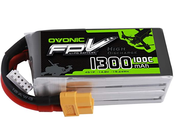 Ovonic 14.8V 1300mAh 100C 4S LiPo Battery Pack with XT60 Plug 