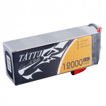 Tattu 22.2V 12000mA 15C 6S LiPo Battery Pack with AS150+XT150 Plug for DJI S800 DJI S900 S1000 Walkera QR X800 and Other Multicopter