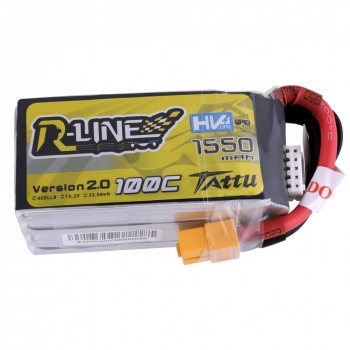 Tattu R-Line Version 2.0 1550mAh 100C 4S1P High Voltage Lipo Battery Pack with XT60 Plug | TA-RL2.0-100C-1550-4S1P-HV