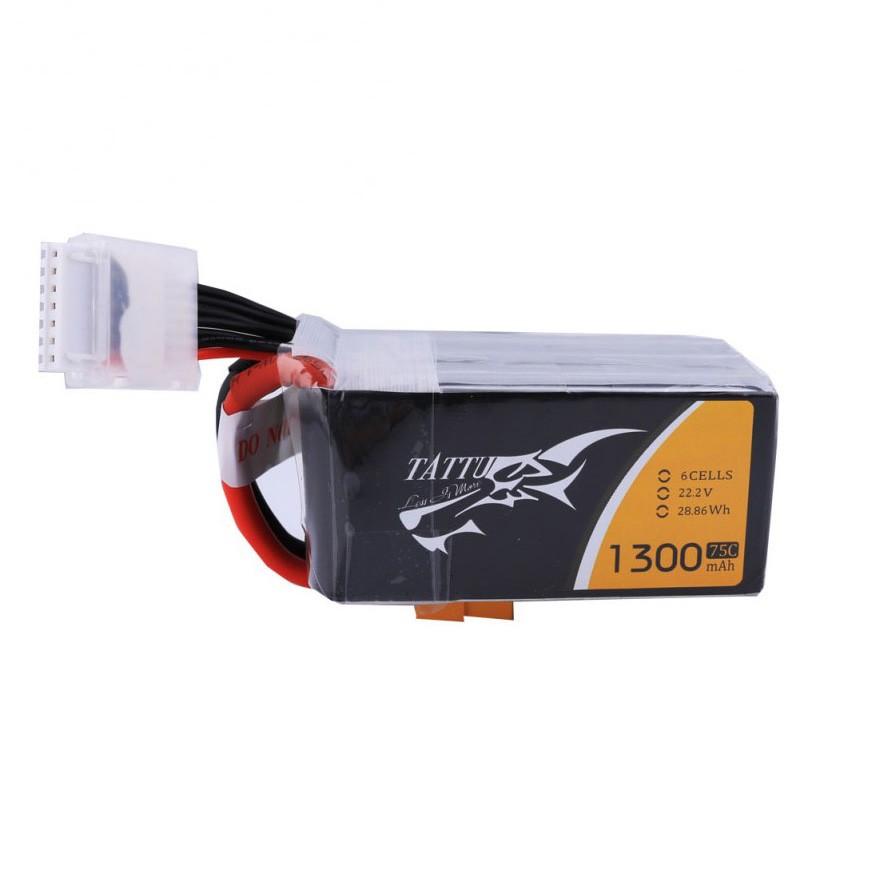 Tattu 1300mAh 6S 75C Lipo Battery Pack with XT60 Plug | TA-75C-1300-6S1P-XT60