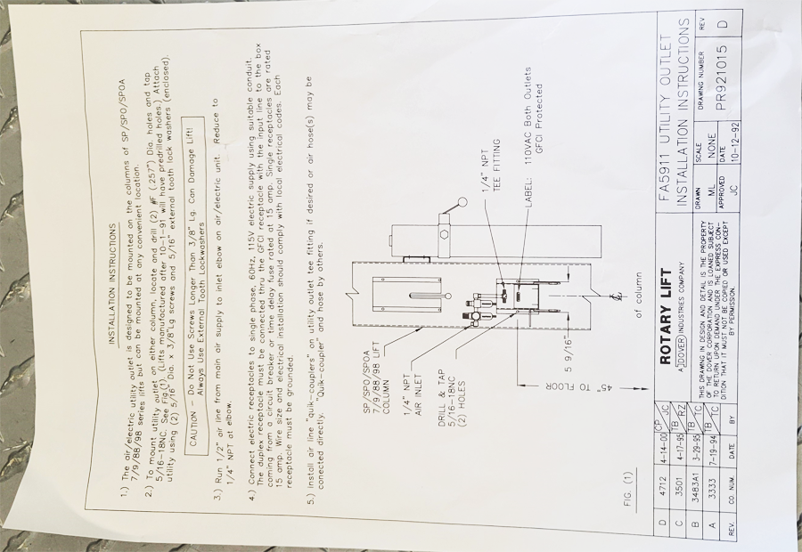Rotary FA5911BK 2-Post Air Electric Utility Box