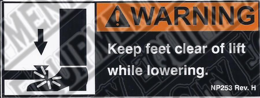 Rotary NP253 KEEP FEET CLEAR WARNING - Included in FA5203KIT and FC524-5 | Replaces NP281